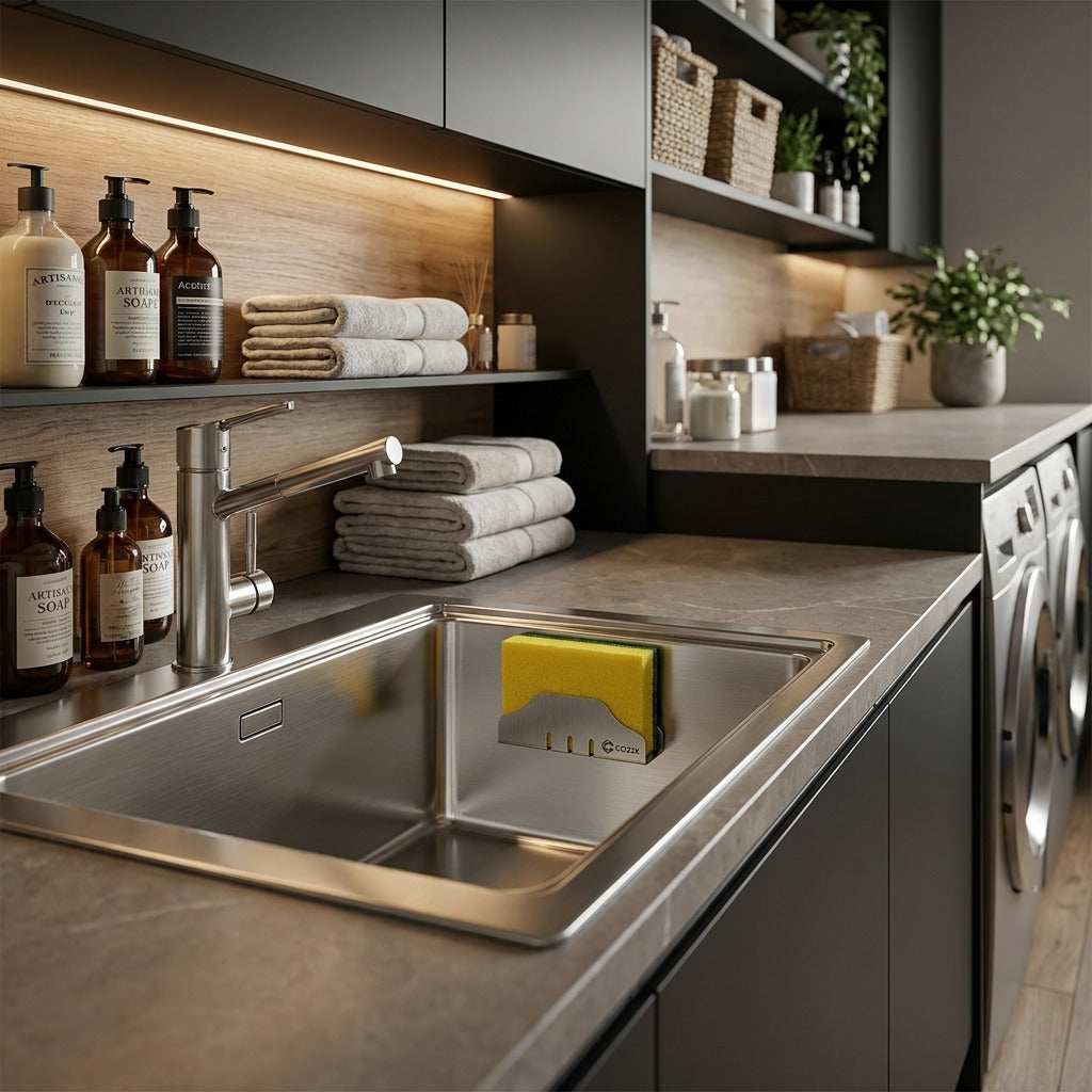 Porta-Esponja com Ventosa em Inox 304 Escovado - COZIX