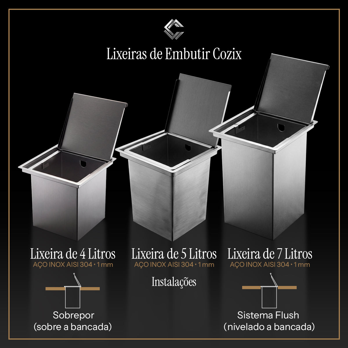 Lixeira de Embutir Cozix