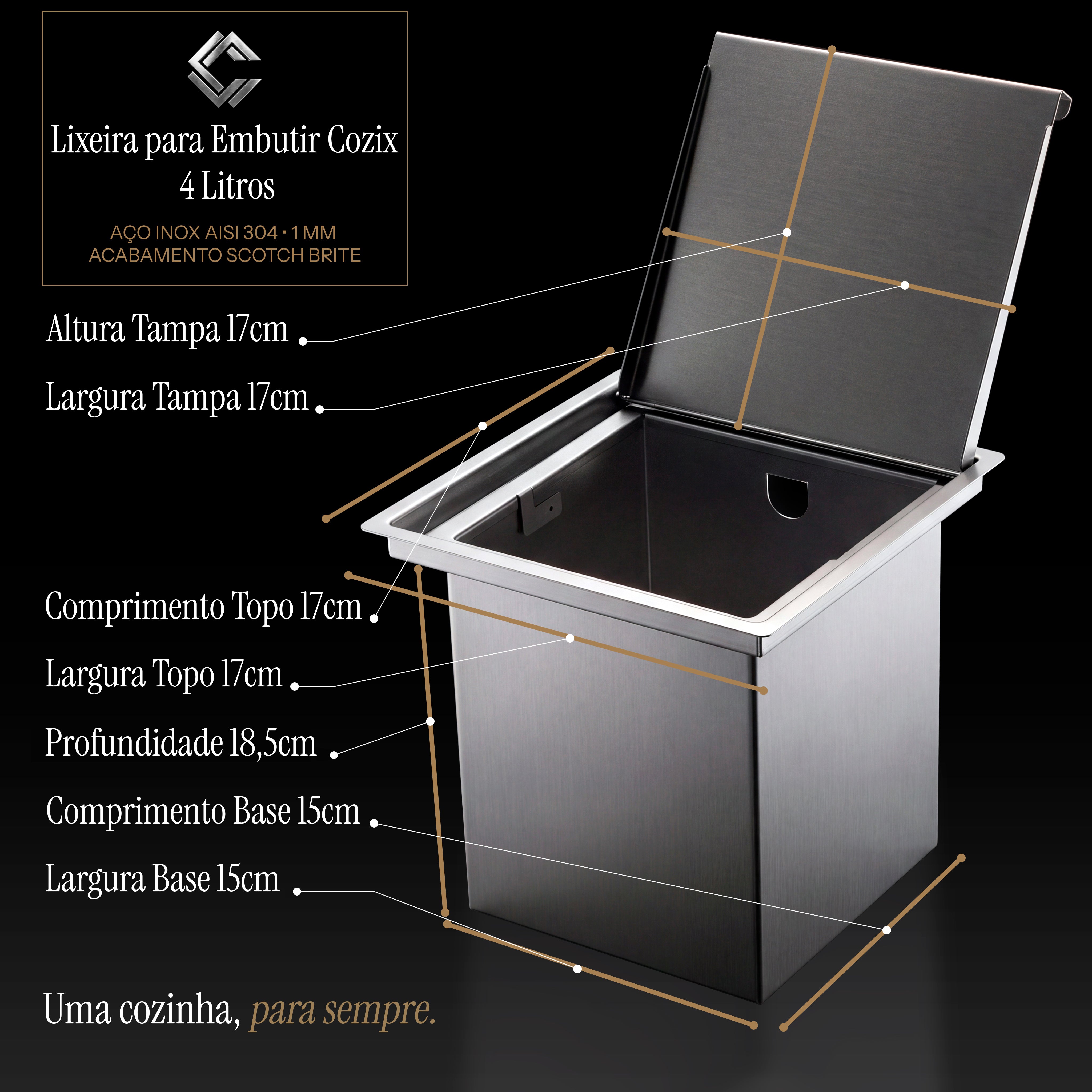 Lixeira de Embutir Cozix