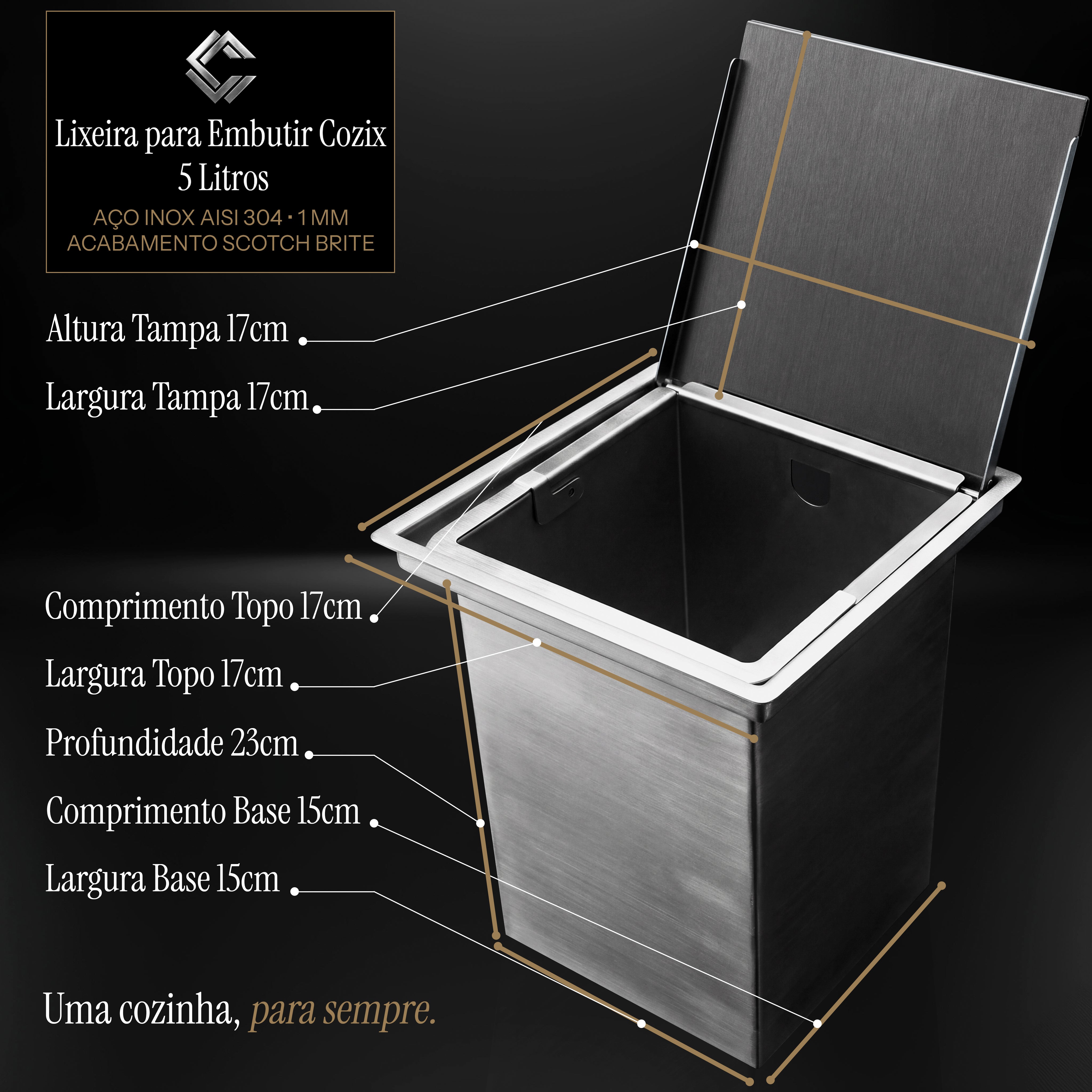 Lixeira de Embutir Cozix