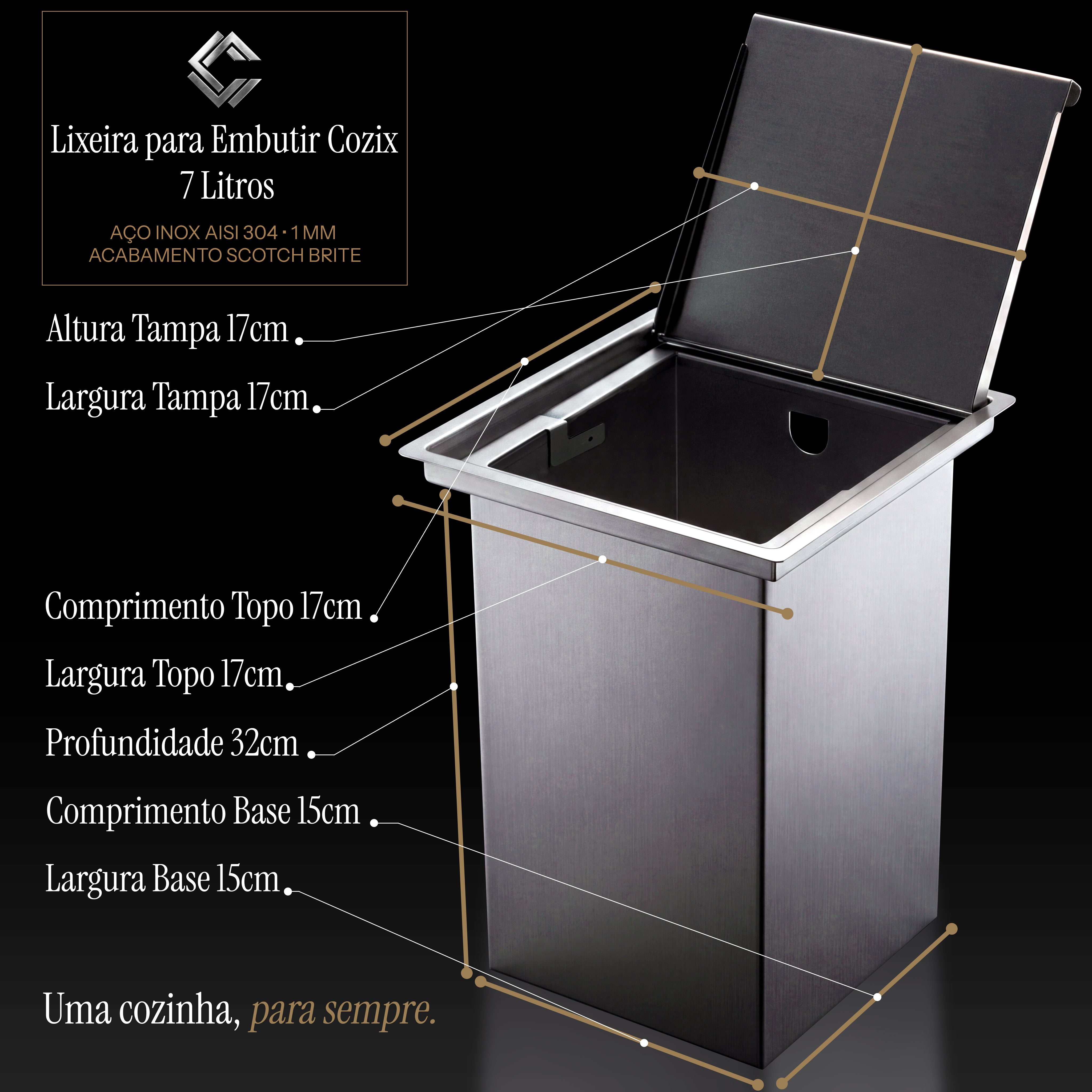 Lixeira de Embutir Cozix